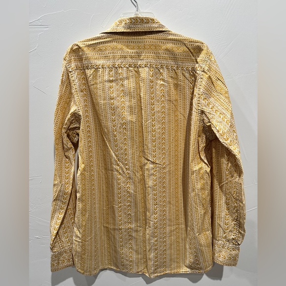 Lucky Brand Yellow and White Dungarees Men’s Long Sleeve Shirt, Sz Large - Picture 3 of 7